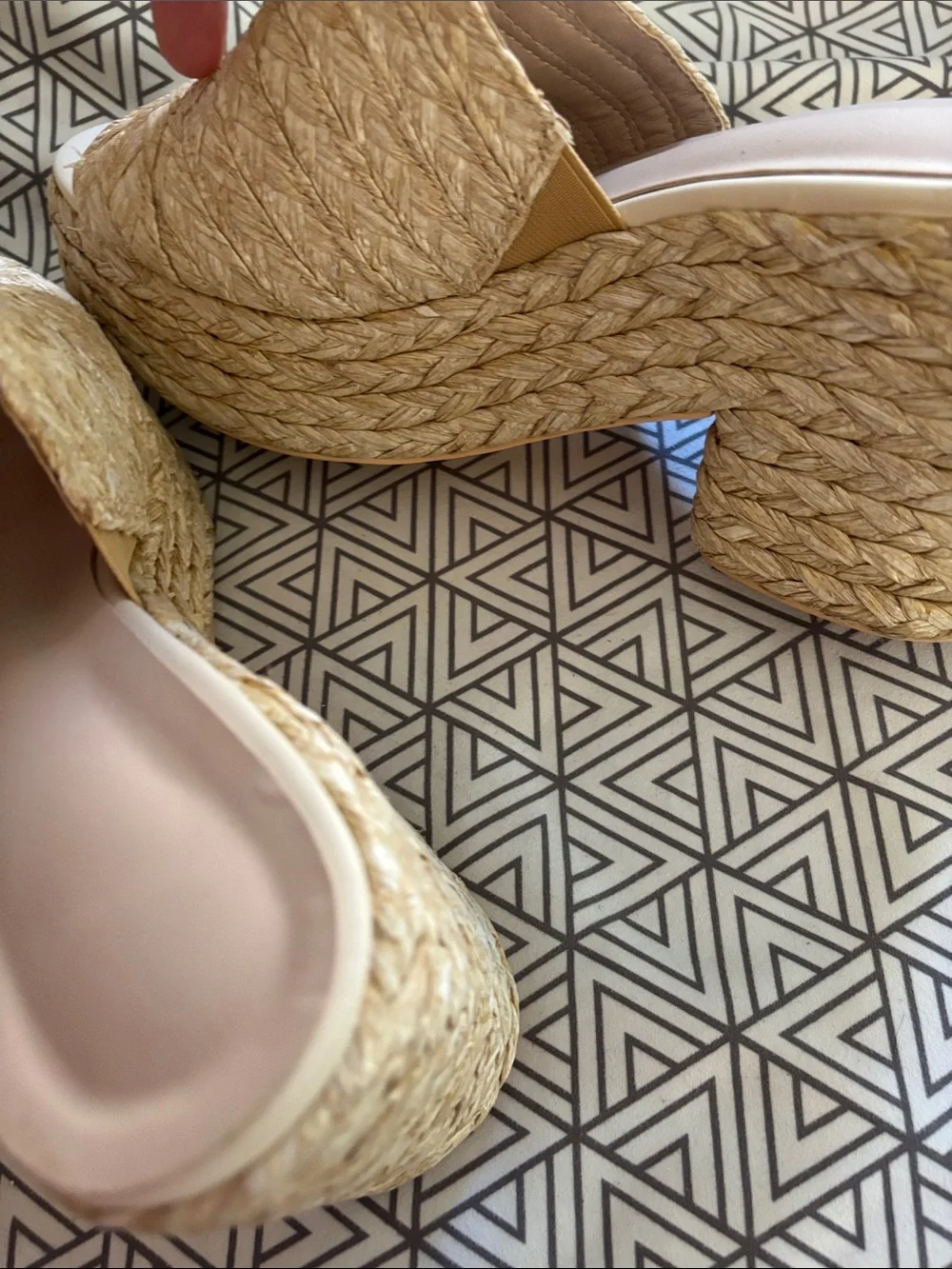 Woven Espadrille Platform Mule - Natural Beige